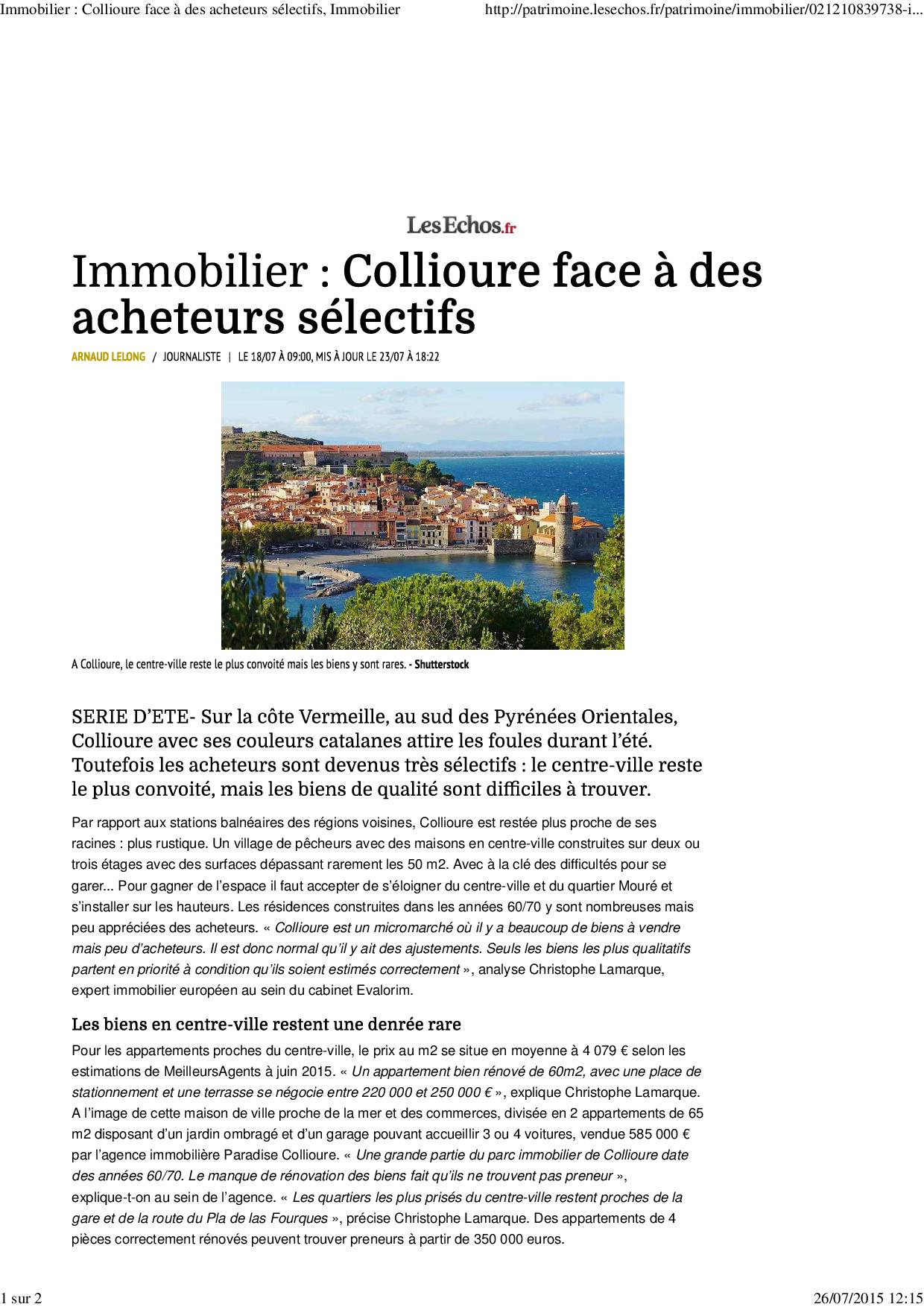 Immobilier _ Collioure face à des acheteurs sélectifs, Immobilier1